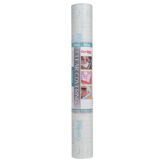 Con-Tact Clear Cover™ Clear Glossy Adhesive Covering, 18" x 50 ft.